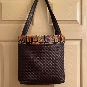 Black Quilted tote bag. Hand crafted. Medium size